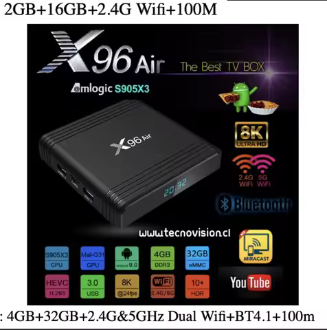 X96 Air Amlogic S905X3 Android 9.0 google TV Box Quad Core 2.4 or 5g Wifi BT with 8k HDR vs x96 t95