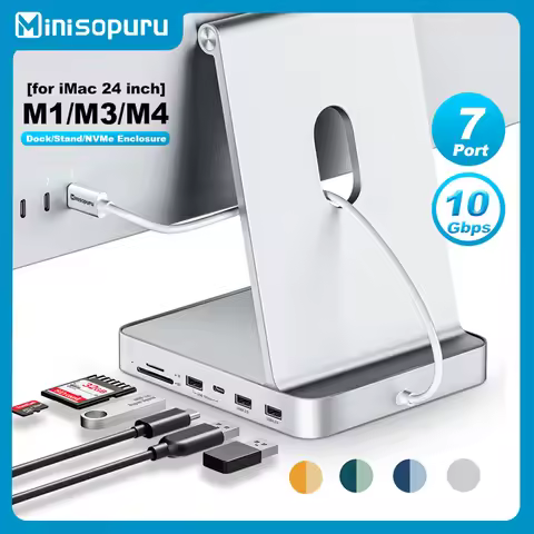 Minisopuru USB Hub 7 in 1 USB C 3.2 SD/TF multiport Adapter Support M.2 NVMe SSD docking station for
