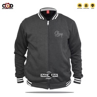Distro Style Varsity Jacket Distro Skuy Text Silver Sweater Hoodie Distro Jacket for Women and Men I