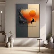 Contemporary Wall Art Painting DD9 – Modern Abstract – Canvas/Mirror –With Frame–Free Hanging Nails