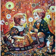 原創畫 The Children Painting Original Art Oil Painting Oil On Cardboard