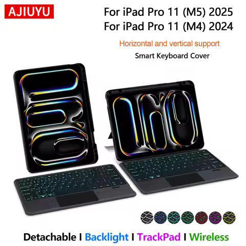 AJIUYU Keyboard For New iPad Pro 11 Inch (M5) 2025 A3357 iPad Pro 11 M4 2024 Case Magic Smart Keyboa