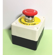 Emergency Stop Push Button / Push Lock Turn Reset Button c/w Box &amp; Sticker / Emergency Stop Sticker / 1 Hole Box