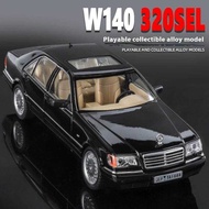 C 1/24 Alloy W140 320Sel Classic Limousine Diecast Model Car Sound &Light Desop Decoration Gi
