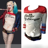 Harley Quinn Cosplay ชุดผู้หญิง ชุดคล้ายคลึงกันสำหรับผู้ใหญ่ วัสดุผ้าฝ้ายผสมสแปนเด็กซ์ ตัวละครจากภาพ