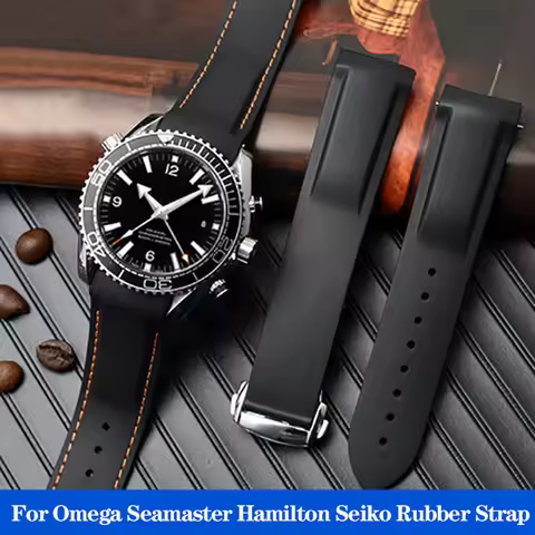 20mm 22mm Curved End Rubber Watch Band for Omega Seamaster 300 Hamilton Tudor Seiko Water Ghost Wate