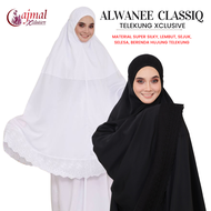 Alajmal Telekung Alwanee Putih Dan Hitam Cotton Super Silky Mesra Travel Telekong Wanita Dewasa Kain