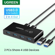 UGREEN USB 2.0 USB 3.0 Switch Selector 4 Port 2 Computers Peripheral Switcher Adapter Hub for PC Pri