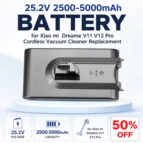 25.2V 2500-5000mAh 18650 Battery for Xiaomi Dreame V11 V12 Pro Cordless Vacuum Cleaner Replacement