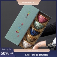 Kiln-Changed Tea Cup Five-Element Cup with Gift Box Cup Set Souvenirs Construction Cup Full Set Smal