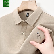 Hazzys T-Shirt Lengan Pendek Kapas Tulen Lelaki Haggis Santai Moden Mewah Warna Pepejal Lapel Bergay