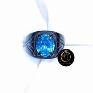 Super Quality and Super Quality Blue Topaz Gemstone Ring Dim 8x10 Titanium Cincin Lelaki Cincin Tita