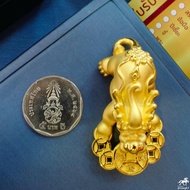 (ฟรี)สร้อยคอเงินโซ่กล่องชุบทอง จี้ปี่เซียะคาบเหรียญ 7 เหรียญ ทองคำแท้ 99.99% มีหลายขนาด นำเข้าจากฮ่องกง มีใบรับประกันสินค้าทุกชิ้น อะไหล่ปี่เซียะ