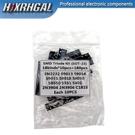 (SOT-23) 18kinds*10pcs=180pcs Transistor Assorted Kit2N2222 S9013 S9014 S9015 S9018 S8050 S8550 5551