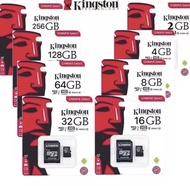 Kingston เมมโมรี่การ์ด Micro sd card 2GB-128GBกล้อง/กล้องติดรถยนต์/โทรศัพท์มือถือ (เทียบแท้)