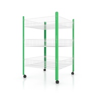 Kefva ชั้นตะกร้า 3 ชั้น รุ่นไจแอนท์ มีล้อ ขนาด 80x80x120 ซม. | ชั้นวางสินค้า มินิมาร์ท กิ๊ฟช็อป ร้าน