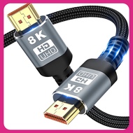 8K HDMI 2.1 Cable 8K 60Hz 4K 120Hz HDMI Cable 2M 3M 5M UHD High Quality Braided HDR 48Gbps for Laptop PS4 TV Projectors Monitor