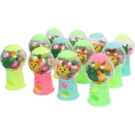 Kisangel 12pcs Mini Eraser Gumball Machines, Plastic Bubble Gum Machine Candy Dispenser for Kids Bir