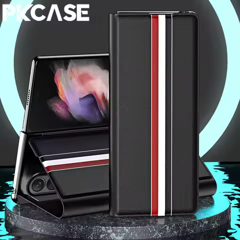 PKCASE Card Slot Flip Leather Phone Case For Samsung Z Fold 7 Z Fold 6 Z Fold 5 Z Fold 4 Z Fold 3 Z 