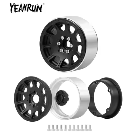 YEAHRUN 2PCS Metal 1.9 inch Beadlock Wheel Rims Hubs for 1/10 RC Crawler Car Axial SCX10 D90 TRX4 TA