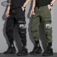 American Fashion Cargo Pants Men Casual Slim Fit Functional Outdoor Black Jogger Pants