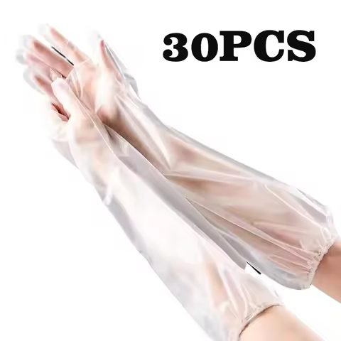 30PCS Disposable Arm Guard Gloves Kitchen Household Cleaning Waterproof Elastic Drawstring Lengthene