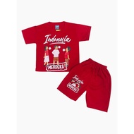 MERAH CHILDREN'S CLOTHING SET 1 - 8 YEARS INDONESIAN INDEPENDENCE DAY/ AUGUST 17 RED/ WITH CRACKERS 