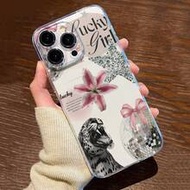 1ชิ้น เคสโทรศัพท์กันกระแทกหนาลายเสือดาวและลายดอกไม้แฟชั่น แบบปะติดปะต่อ แบบเจาะรู โปร่งใส เข้ากันได้