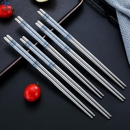 (V&N) 5/10/15/20Pairs Stainless Steel Porcelain Print Chopstis Non-slip Chinese Chopsti For Cooking 