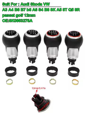 Car Gear Shift Knob HandBall For Suit For Audi Skoda VW A3 A4 B6 B7 b8 A6 S4 B8 8K A5 8T Q5 8R Passa