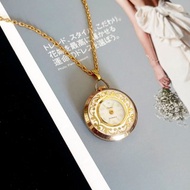 vintage jewelry LUCERNE 古董描花金紋機械錶 項鍊