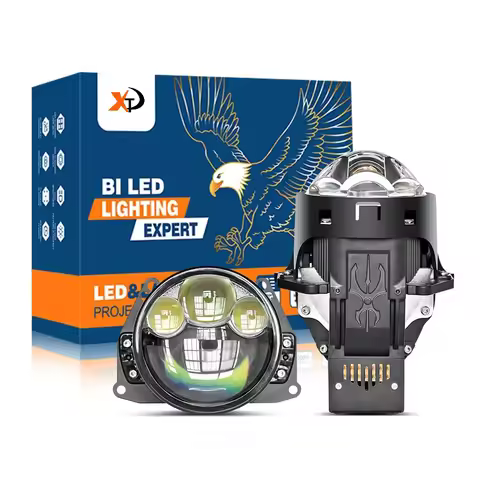 3 Inch Bi LED Projector Headlight with Halo Dual Cup H4 H7 90W High Power Triple Laser Lens Car Moto