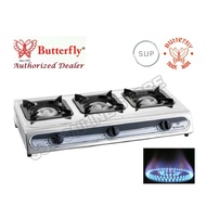 Butterfly Triple Gas Stove 3 Burner Hear Dapur Gas with SIRIM / Certified Hob Stainless Steel 3 Burn