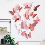 12 Three-Dimensional Mirror Butterfly Cross-Wall Stickers Bedroom and Living Room Decoration Stickers
