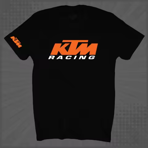 NEW T-SHIRT KTM RACING LOGO MOTORCYCLE SCRAMBLER RACE 100% COTTON ROUND NECK SHORT SLEEVE 160GSM UNI