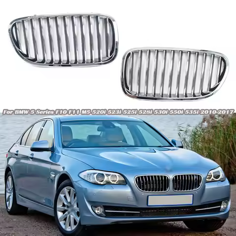 Car Accessories Front Kidney Grill Gloss Chrome Slats For BMW 5 Series F10 F11 M5 520i 523i 525i 528