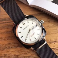 代購 Briston手錶 銀色白面日曆石英錶 黑色尼龍錶帶防水錶 男女情侶對錶