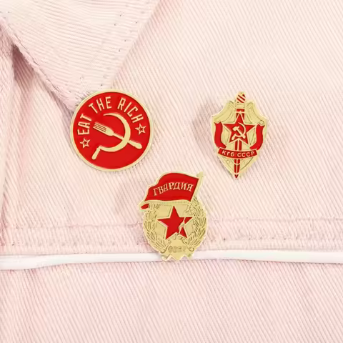 Creative Soviet KGB Emblem Enamel Pin Cartoon Soviet CCCP Hat Badge Backpack Jacket Decoration Brooc