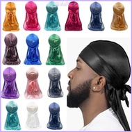 RAINL Long Tail Men s Durag Cap Soft Silky Polyester Headwrap Turban Hat for Dreadlocks Braid Comfor
