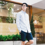 (SIZE S, M) CRANE // light blue check // men slim fit