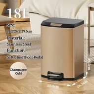 Stainless Steel Trash Bin With Pedal 10L/18L Trash Can soft close Cover Room Office Bathroom Kitchen