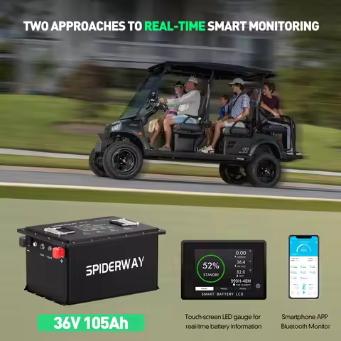 36V 105Ah Golf Cart LiFePO4 Lithium Battery w/ 36V 25A Fast Charger LCD Screen for Yamaha G1 G2 G3 G