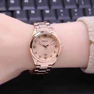 Jam Tangan Wanita Fossil Anti air Rantai Kaca Belimbing Tanggal Aktif Free Box Dan Baterai Cadangan