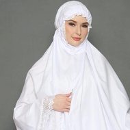 Bergo Umroh Haji Bahan Katun Premium Hijab Jumbo Bersaku Renda Mewah Anti Copet