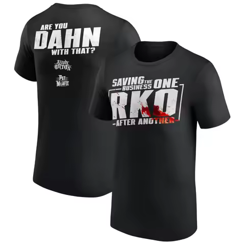 Men's Black Randy Orton Pat McAfee Saving The Business T-Shirt 3D Print Quick Dry Short Sleeve Sport