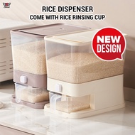 Rice Dispenser With Rinsing Cup Rice Storage Box Rice Bucket Food Container Kitchen Bekas Beras Peny