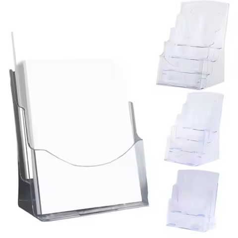A4/A5/A6 Clear Flyers Display Stand Wall Mount Hanging Hole Acrylic Magazine Organizers Large Openin