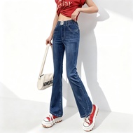 Women's Bootcut Jeans - Elastic High Waist, Stretchy Fit for Stylish Moms | All-Season