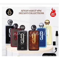 Afnan 9AM & 9PM Decant Collections ( Night Out / Rebel / Elixir / Dive )