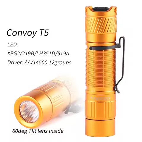 Orange Convoy T5 flashlight ,high CRI, AA 14500 flashlight,XPG2 219B 219C LH351D 519A 12groups